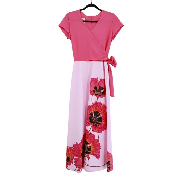 Alfred Shaheen Signed Maxi Dress Women 8 Pink Floral Barbie Retro Vintage 1960's - Picture 1 of 16